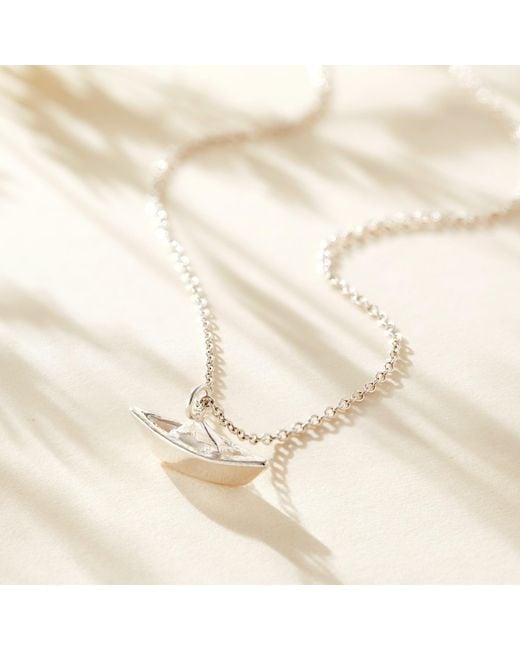 Posh Totty Designs Metallic Sterling Origami Boat Charm Necklace