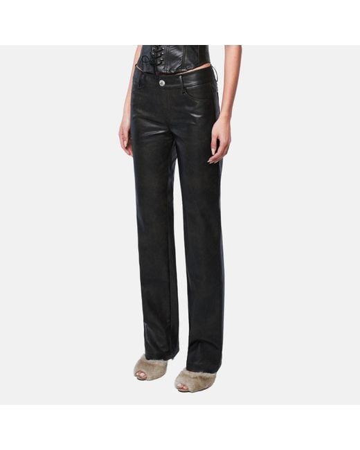 OW Collection Black Bella Faux Leather Pants