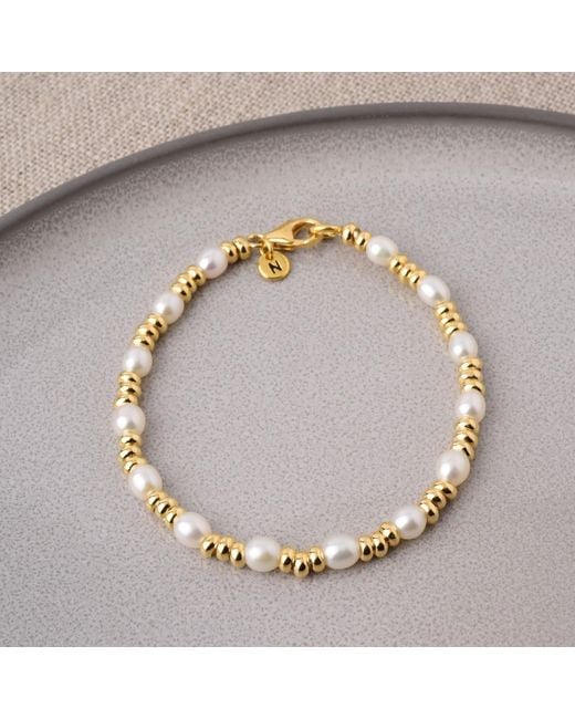 Nellou Jewellery Metallic Ellen Gem Pearl Bracelet Plated Sterling