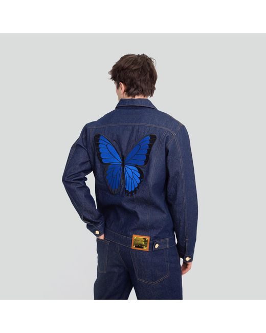 Maui X Lolita Blue Monarch Dark Denim Jacket for men