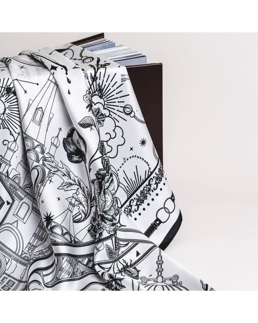 Silk and Bears Blue Monochrome Nautical 100% Mulberry Silk Twill Scarf — Hand-Rolled Hem