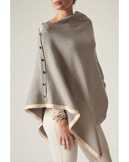 James Lakeland Gray Chevron Button Poncho