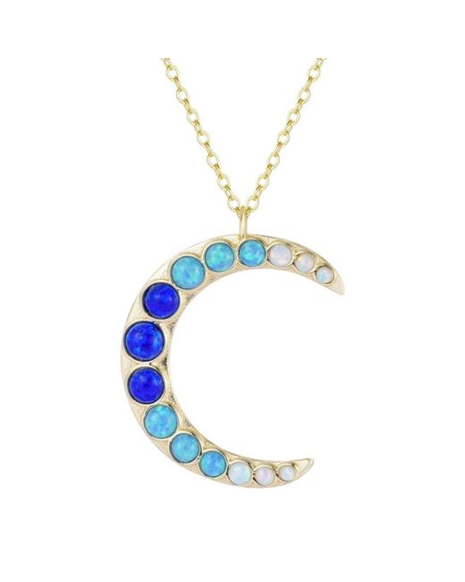 KAMARIA Blue Large Gradient Bezel Opal Moon Necklace