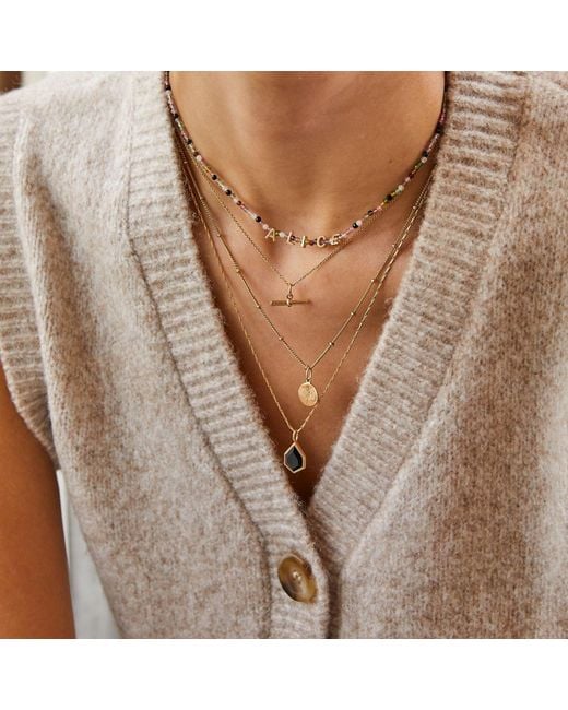 Zohreh Metallic T- Bar Pendant 9K