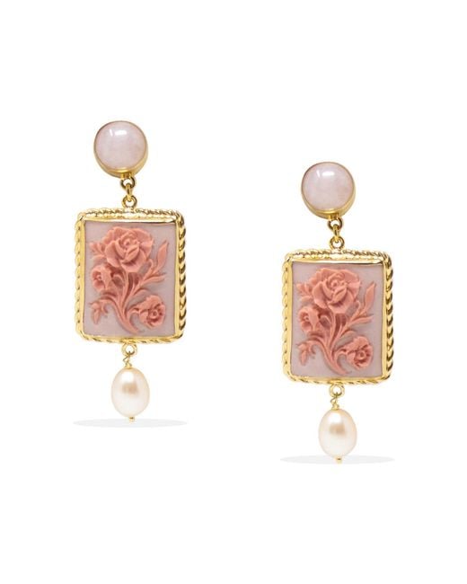 Vintouch Italy Metallic Eternal Bloom Cameo Earrings