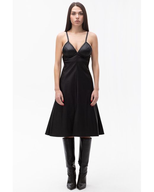 Maison Bogomil Black Strappy Faux Leather Midi Dress