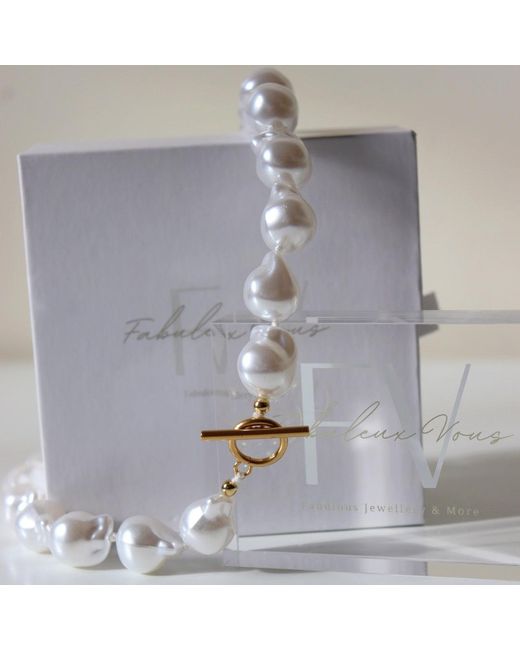 FV Jewellery Metallic Steel Me Baroque Pearl & Necklace