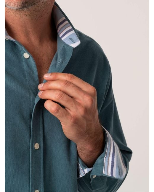Koy Clothing Blue Petrol Cord Shirt for men