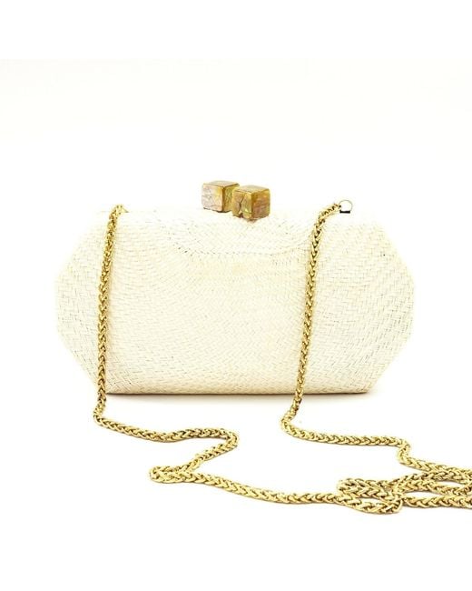 LIKHÂ Metallic Sarsuela Handwoven Clutch Oat