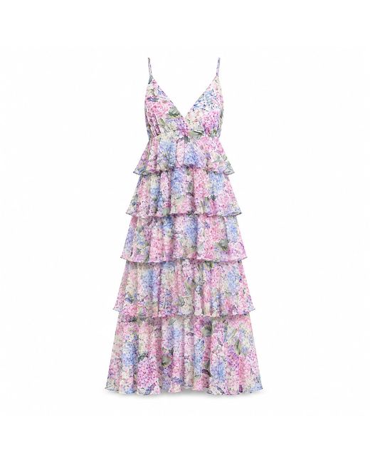 NEVA Purple Mirielle Tiered Midi Resort Dress