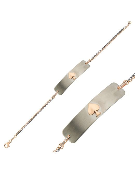 Ecce | Artisan Diamonds Metallic 14K Solid Queen Of Spades Diamond Bracelet