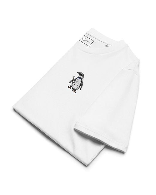 Anchor and Crew White Penguin Suit Actual Life Organic Cotton Embroidered T-Shirt for men