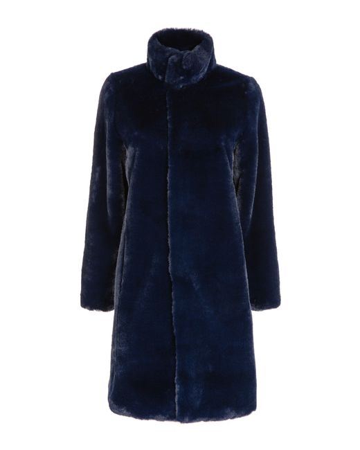 ISSY LONDON Blue Jackie Faux Shearling Coat Midnight