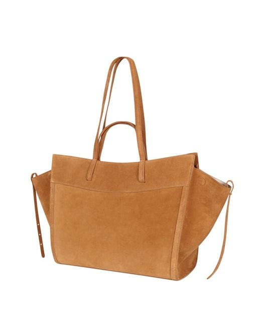 Saonara Brand Brown Shopping Bag Camel Suede