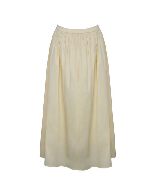 Miss Circle New York White Wina Lemon Cotton Poplin Low-Waisted Maxi Skirt