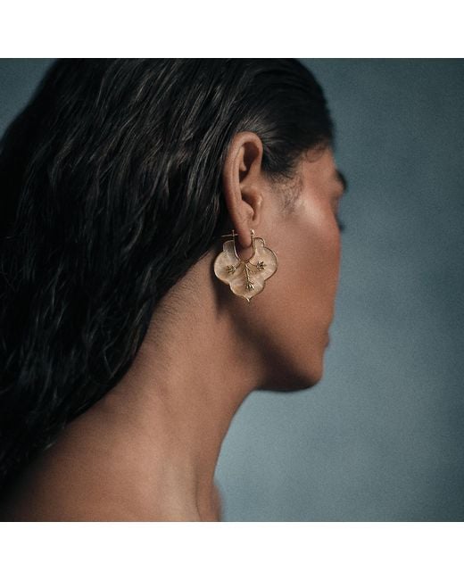 Dhwani Bansal Metallic Mosaic Earrings With Mother Of Pearl