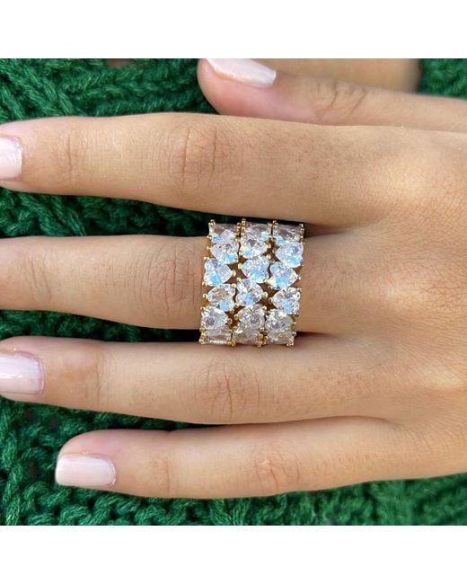 SHYMI White Heart Prong-Set Eternity Band