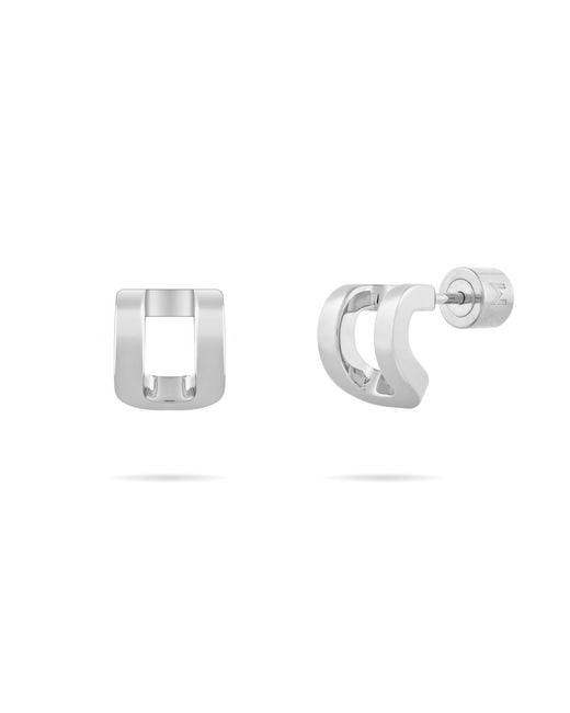 Meulien Metallic Curved Rectangle Stud Earrings