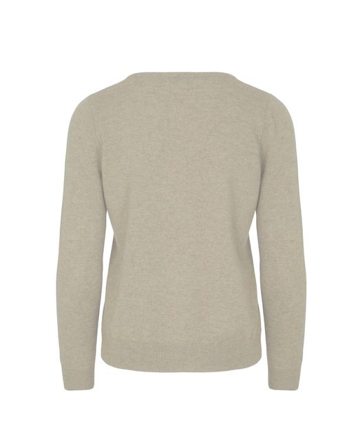 tirillm Natural Neutrals Emilie Basic Cashmere Cardigan, Light Melange