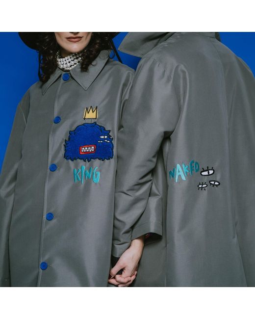 King Naked Green Fur Me Not Trench Coat for men