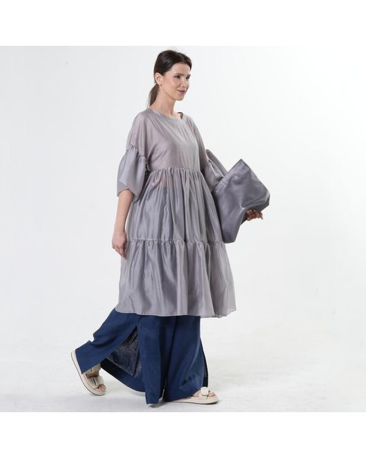 Metamorph Blue Oversize Sheer Tunic