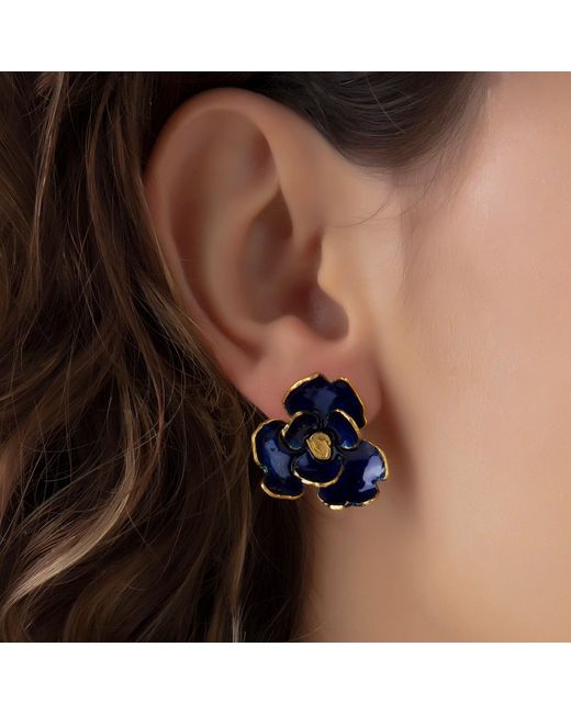 Milou Jewelry Blue Rose Flower Earrings