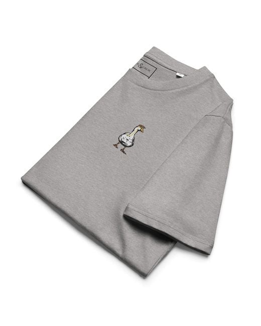 Anchor and Crew Gray Heather Dapper Duck Actual Life Organic Cotton Embroidered T-Shirt for men