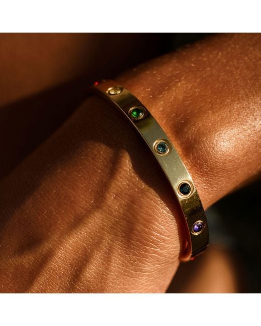Seven Saints Metallic Chakra Healing Stone Bangle, Over Stainless Steel