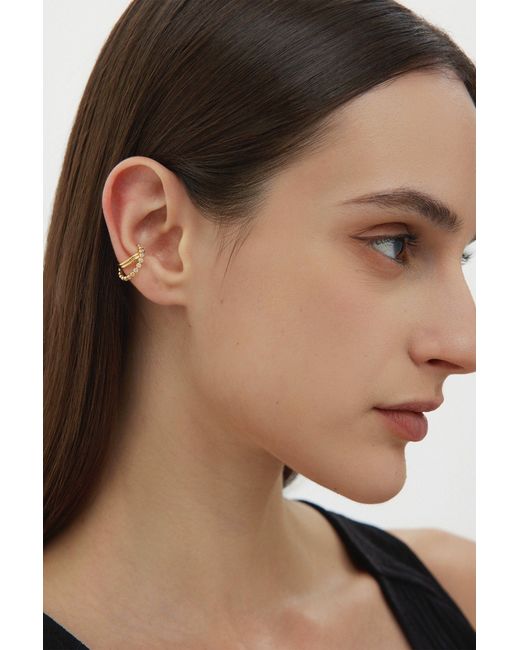 Vanhi Metallic Vina Crystal Bezel Ear Cuff