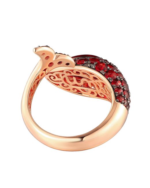 Artisan Red Rose 14K Rose Garnet Dolphin Wrap Ring