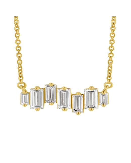 Artisan Metallic 14K Emerald Cut Diamond Bar Pendant Necklace