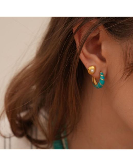 LINYA JEWELLERY Yellow Vera Pearl Stud Earrings