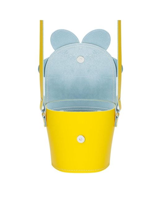 Zatchels Yellow Handmade Leather Daisy Barrel Bag