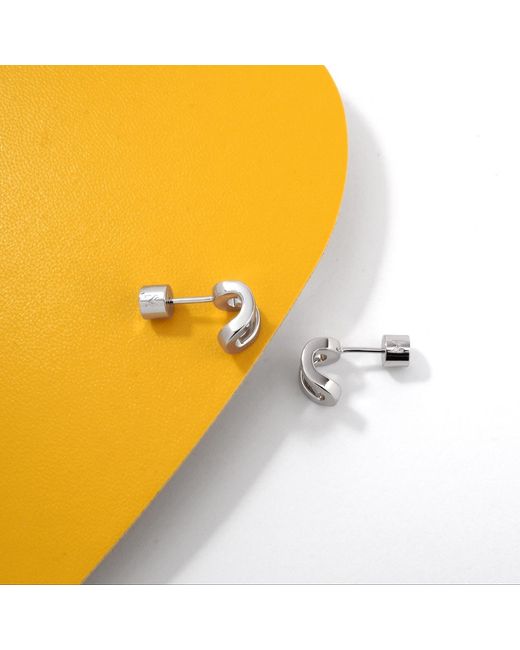 Meulien Metallic Curved Rectangle Stud Earrings