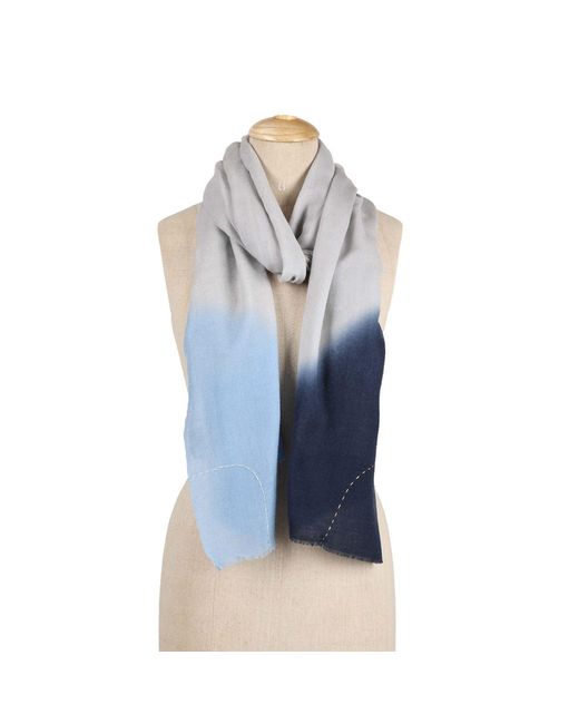 Heritagemoda Blue Neutrals Ombré Misty Horizon Wool Scarf