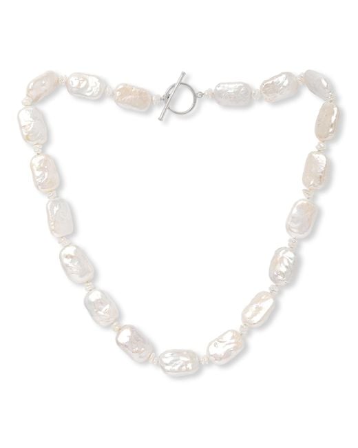 Pearls of the Orient Online Metallic Decus Oblong Keishi Pearl & Almost Round Pearl Necklace