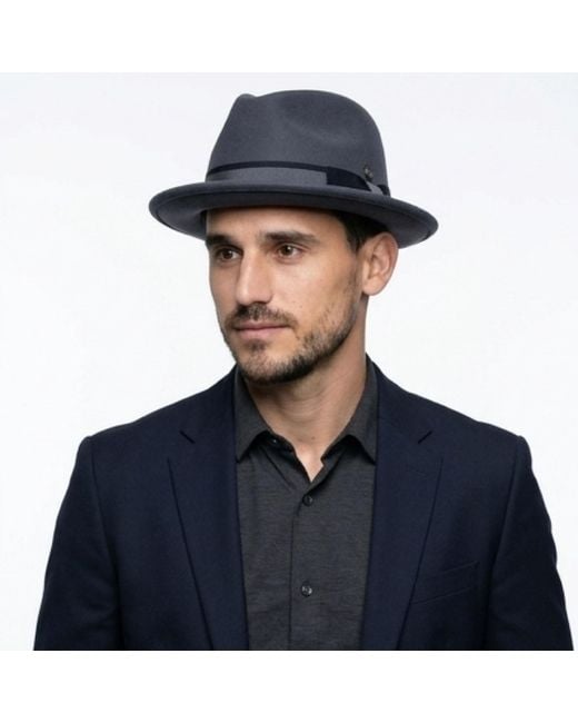Dasmarca Hats Black Robin Wool Felt Two Tone Trilby Fedora Hat for men