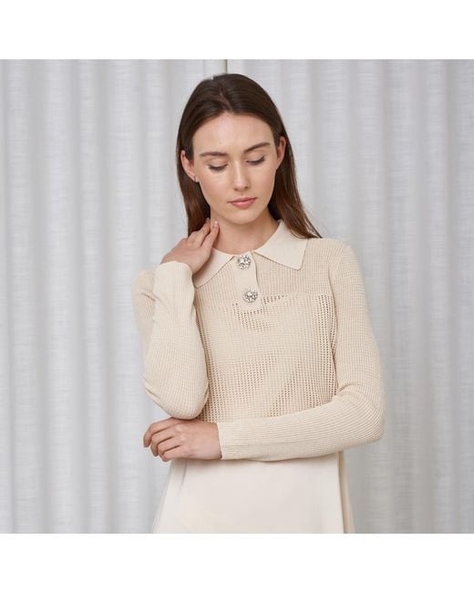 Roch Perel Gray Knit Crystal Top