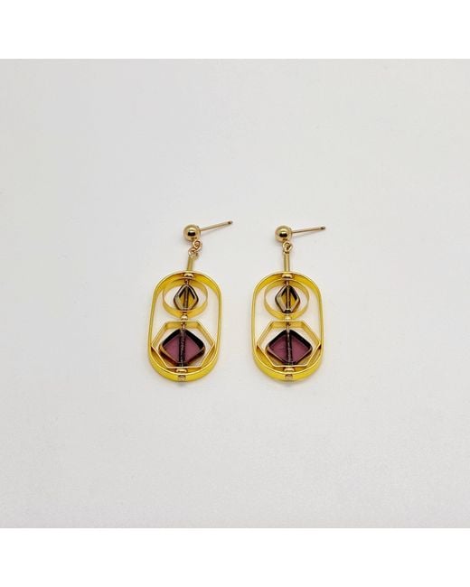 Aracheli Studio Metallic Burgundy & Art Deco Earrings