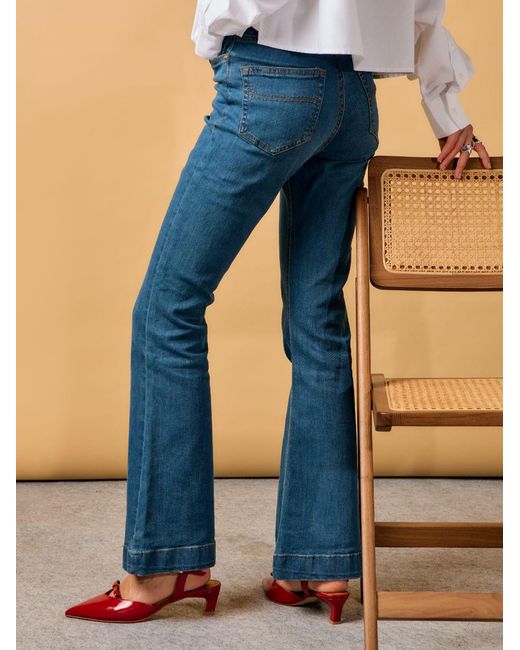 Din & Deen Blue Dark Trumpet Flare Jeans Collection