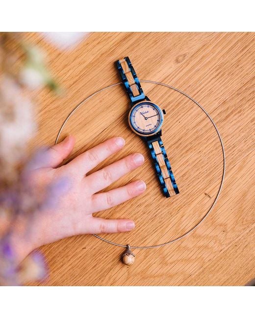 Waidzeit Blue Petite Bleu Watch With Wooden Strap