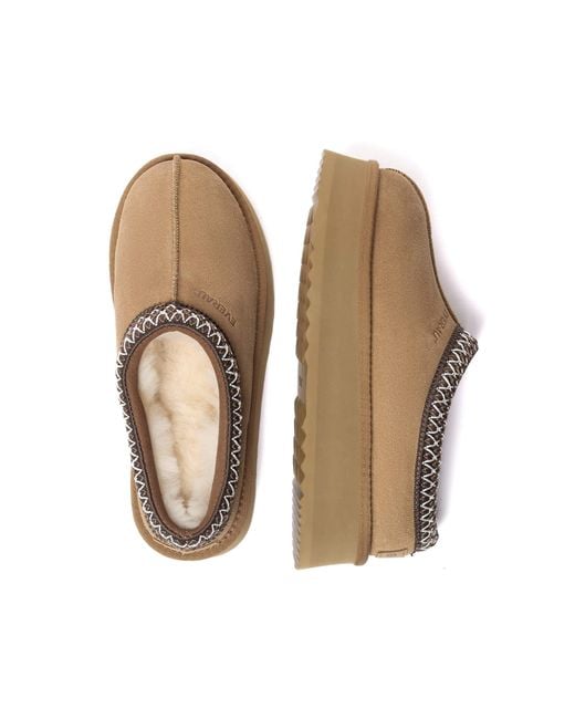 EverAu Australia Brown Wonga Leather Slippers