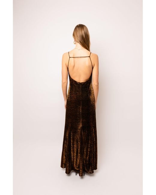 Amy Lynn Natural Talia Tiger Velvet Burnout Maxi Dress