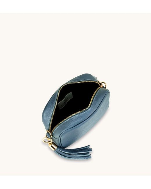Apatchy London Blue The Tassel Denim Leather Crossbody Bag