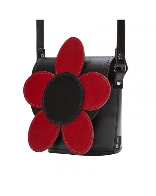 Zatchels Red Handmade Leather Daisy Barrel Bag