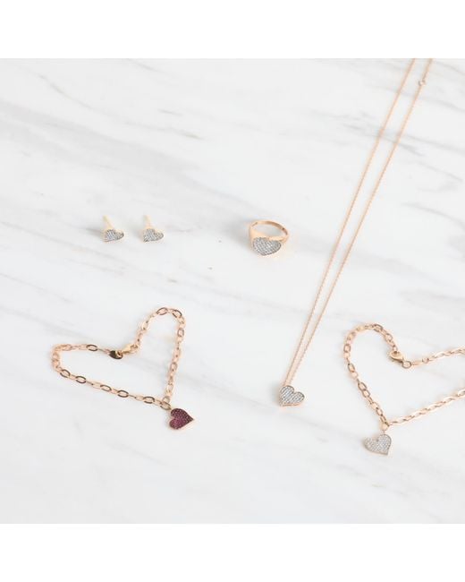 Ecce | Artisan Diamonds Metallic Solid 14Ct Mini Heart Diamond Pair Stud Earring