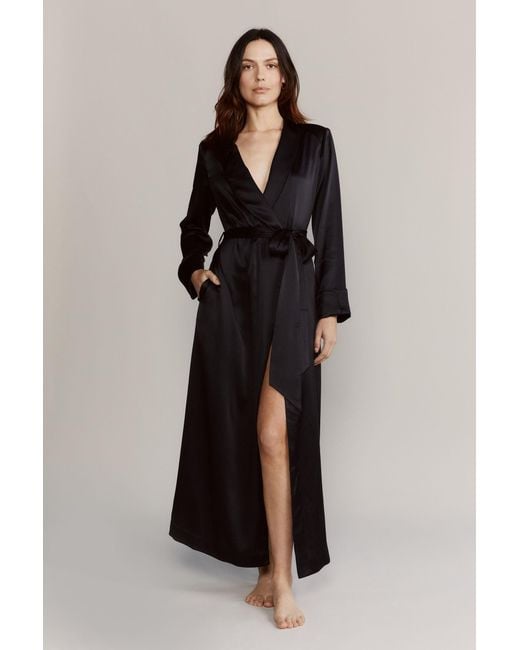 Kato Black Matador Silk Satin Robe