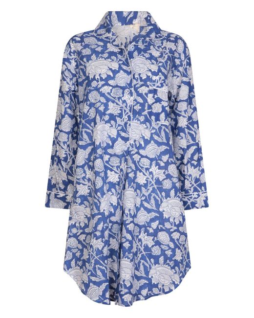 NoLoGo-chic Pink Hand Printed Nightshirt- Hibiscus