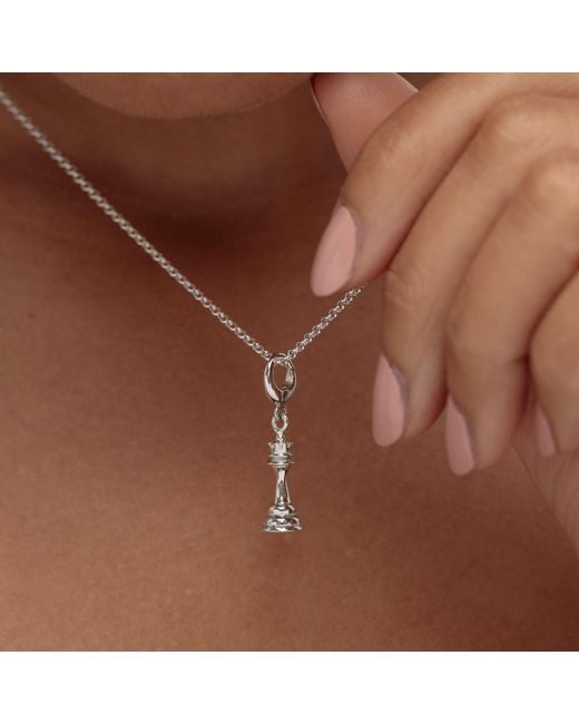 Lily Charmed Metallic Sterling Chess Piece Charm Necklace