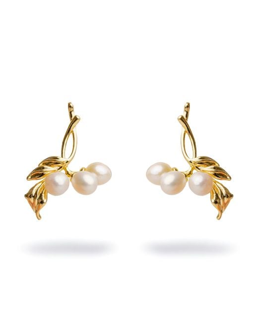 Ebru Jewelry Metallic Romantic Bridal Pearl Earrings
